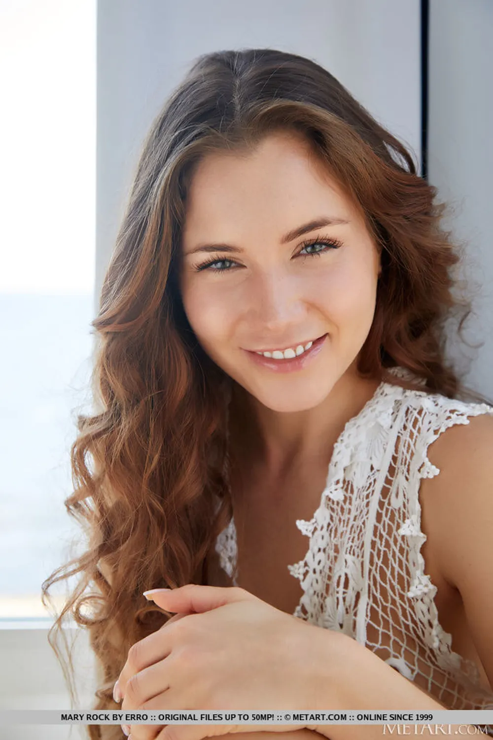 Stunning Beauty Mary Rock flirtatiously poses by the curtains #6