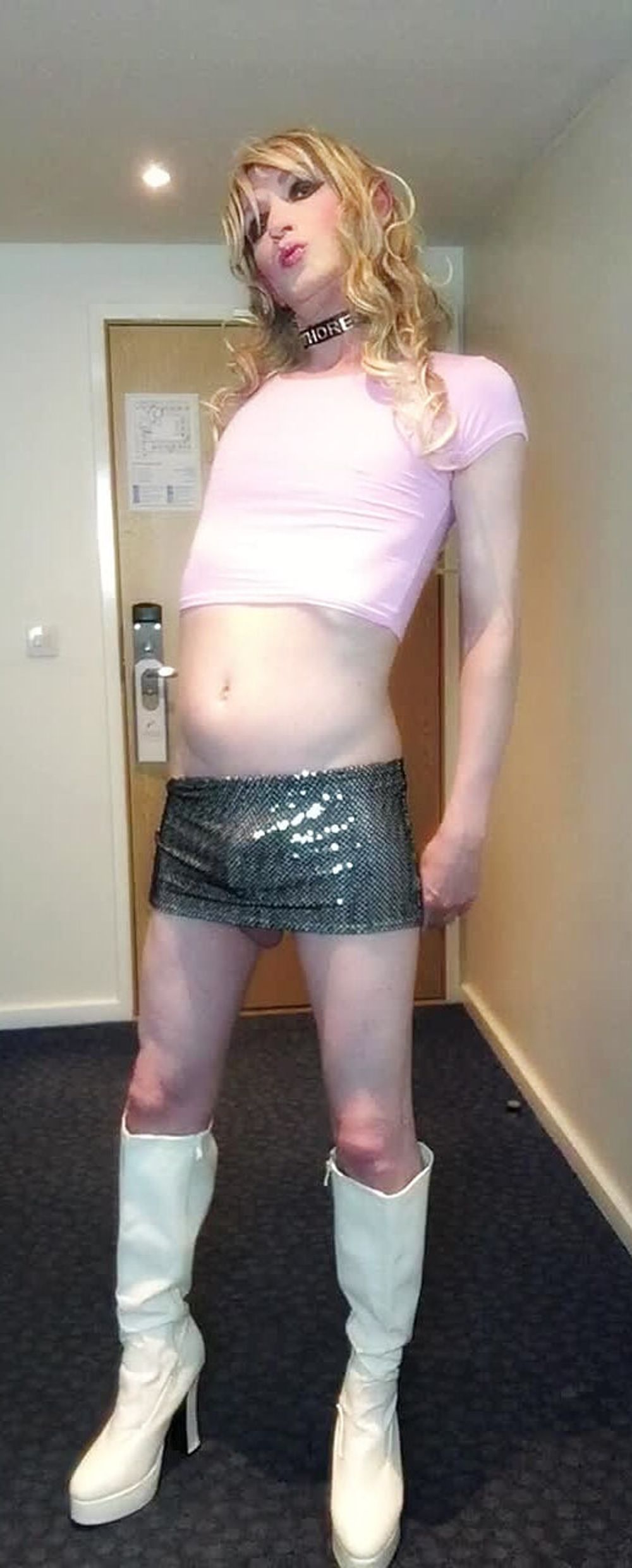 Sissy Sandra in pink top posing #44