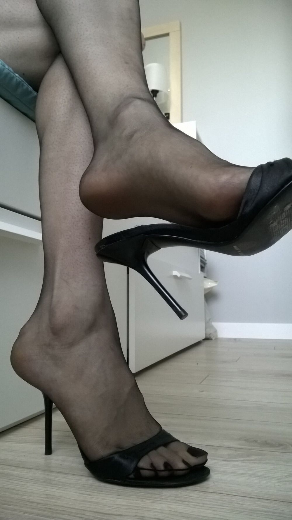 Black nylon hosiery #37