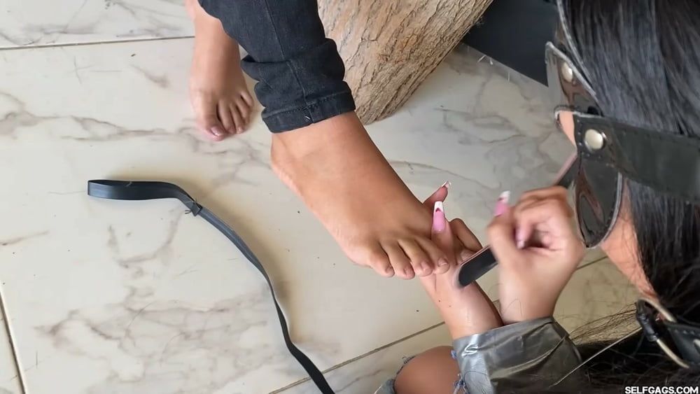 Submissive Slave Gives Mistress Foot Massage And Pedicure #13