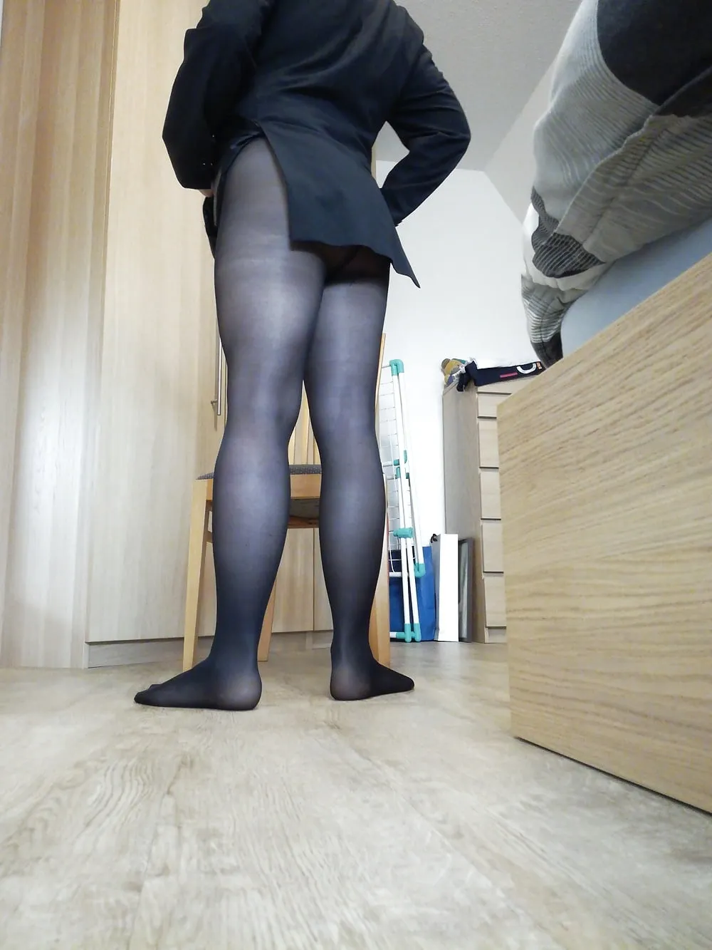 Wearing my black pantyhose again #37