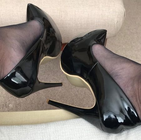 black tights &amp; heels close-up