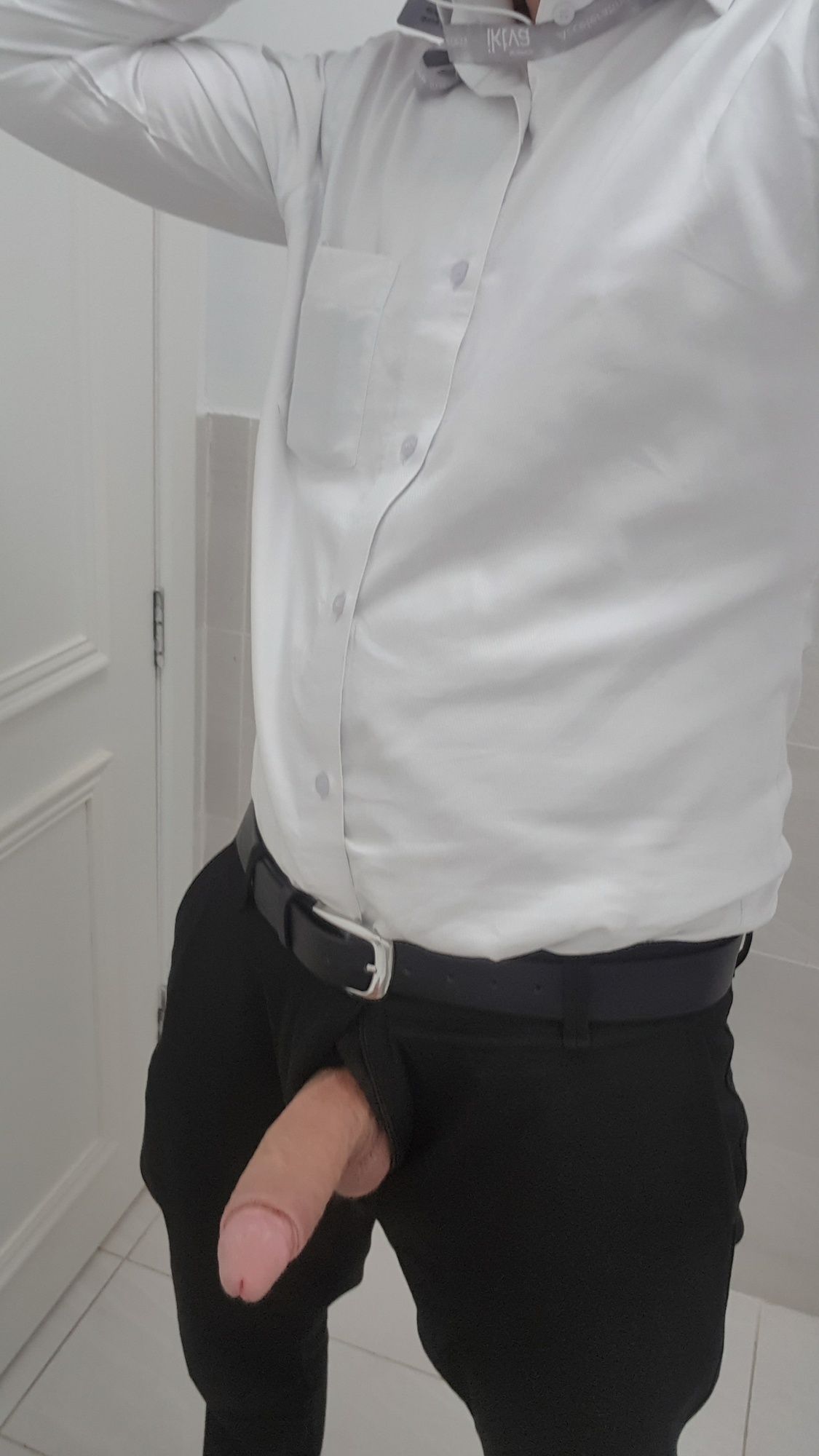 Had to let my cock out to breathe in the office toilet #4