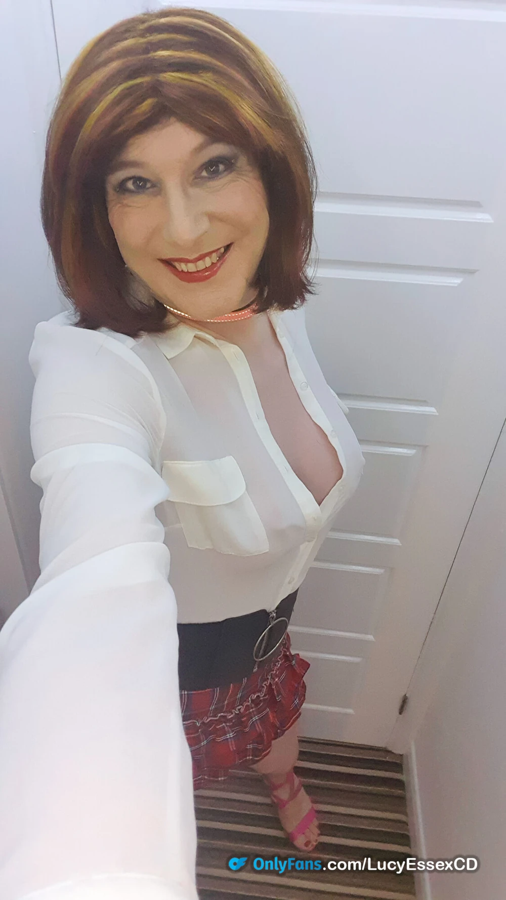 Lucy Essex CD flashing my white panties under sexy skirt #2