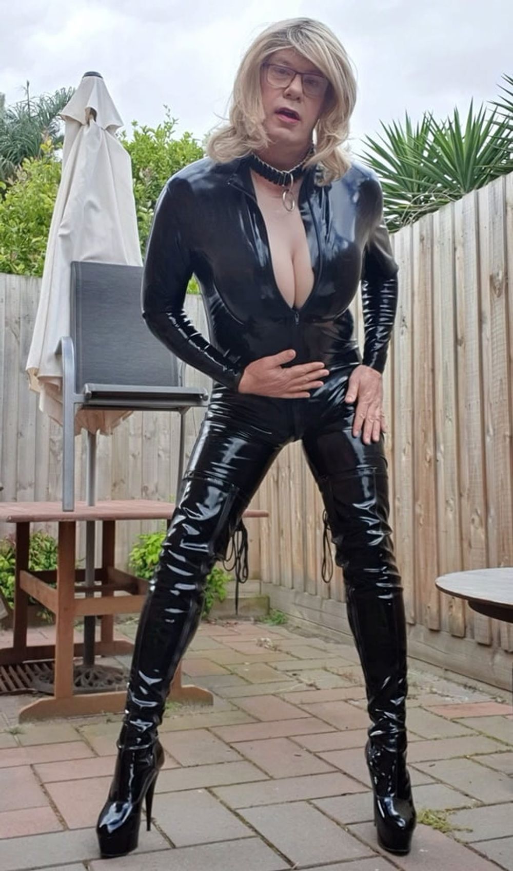 Rachel Latex in her Catsuit and Thigh Highs #13