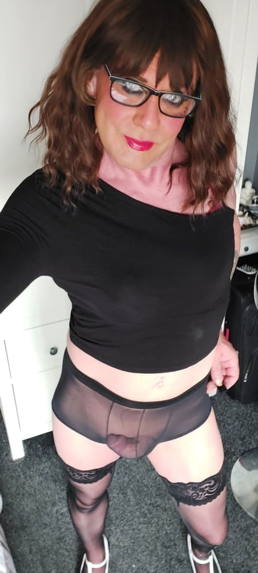 crossdressing Juniper Beri in black underwear #17