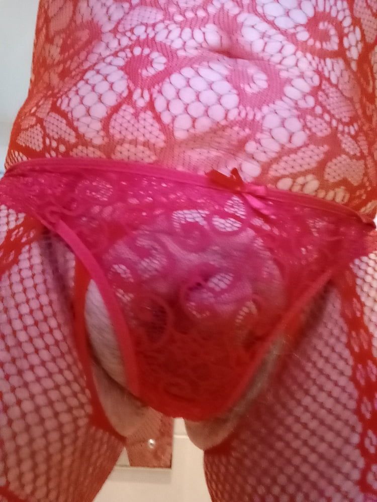 New crotchless red body stocking and two different panties #35