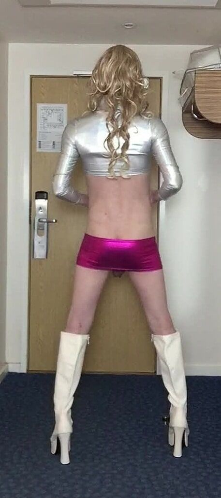 Sissy in shiny silver and pink #17