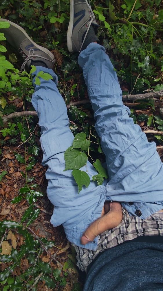 Lying on the forest floor , uncover my dick #10