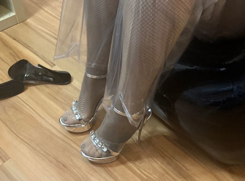 Clear High Heels and Clear PVC Fetish #11