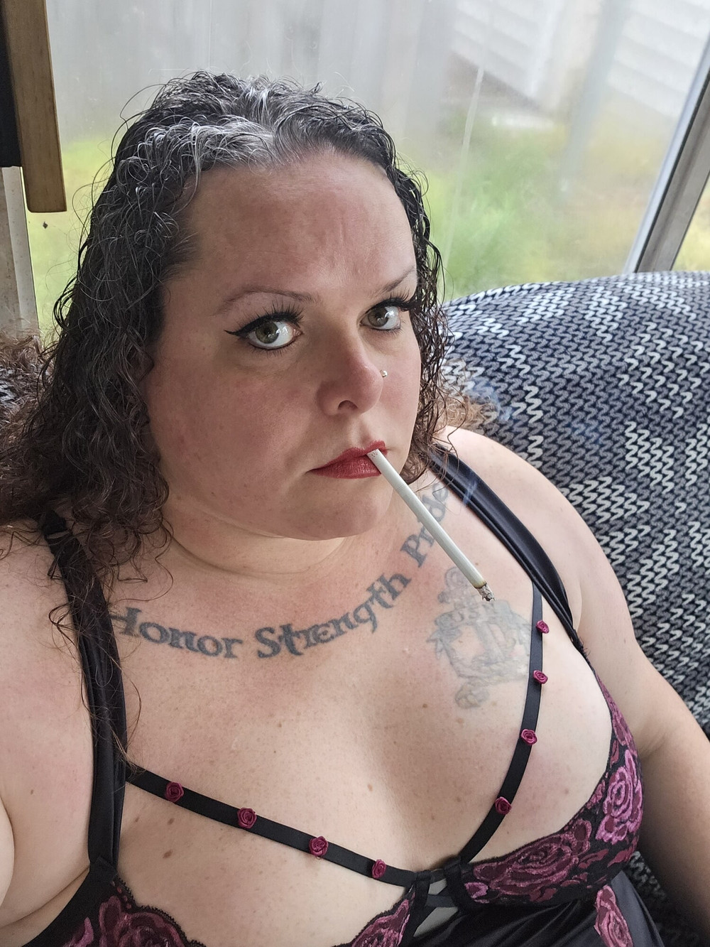 Trans BBW smoking in new lingerie  #4