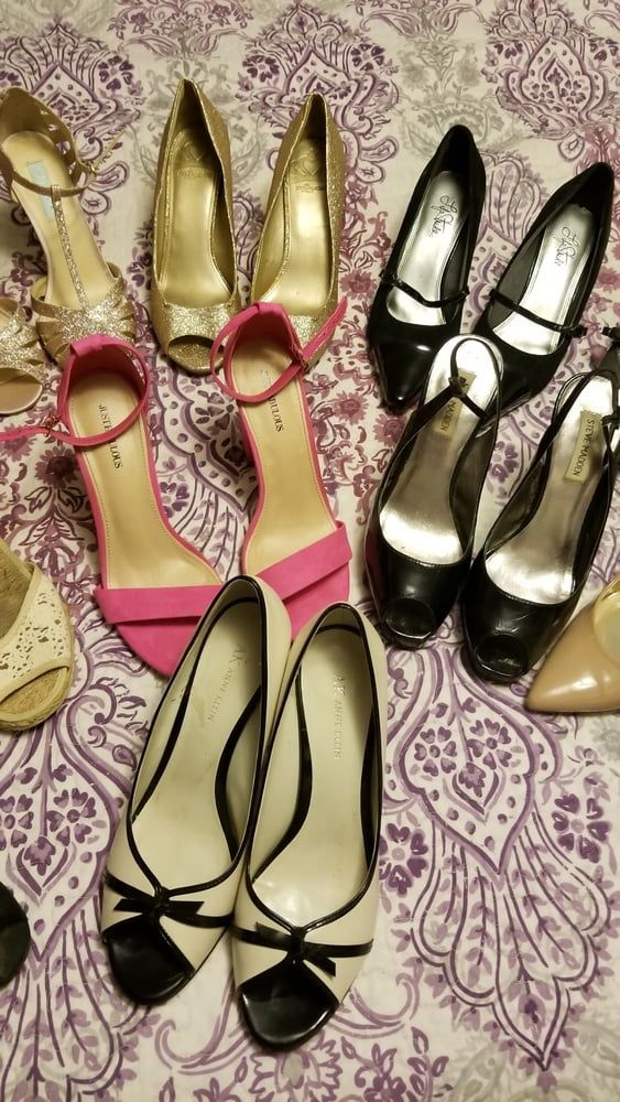 Playing in my shoe closet pretty feet heels flats milf  wife #56