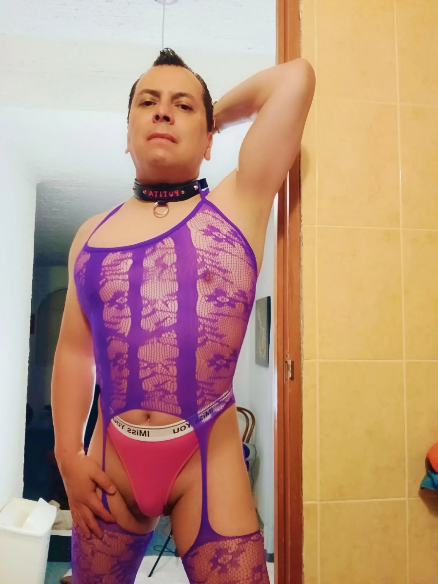 My purple lingerie fits me very well #5