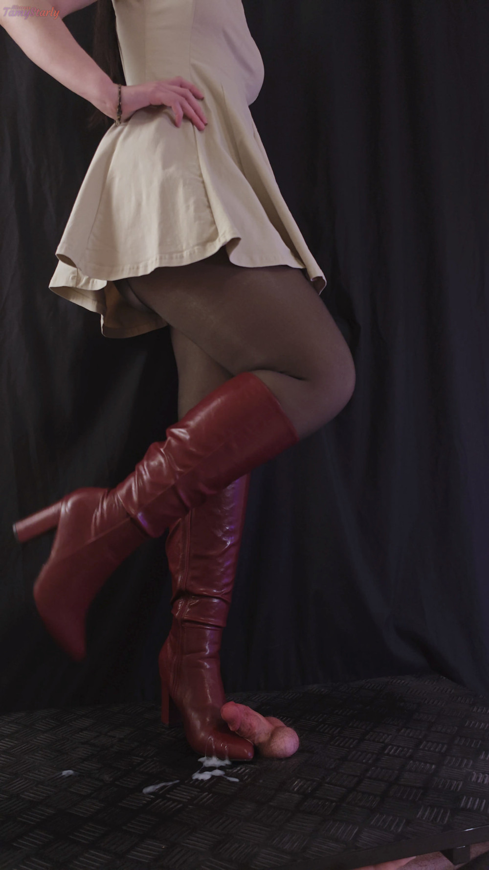 Landlady Trampling Your Cock in Red Boots #13
