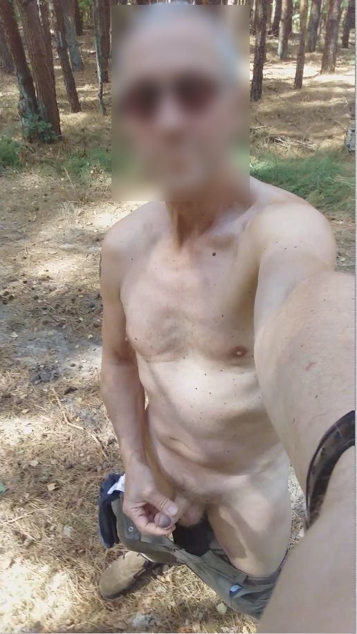 exhibitionist naked jerking cumshot in the woods #30