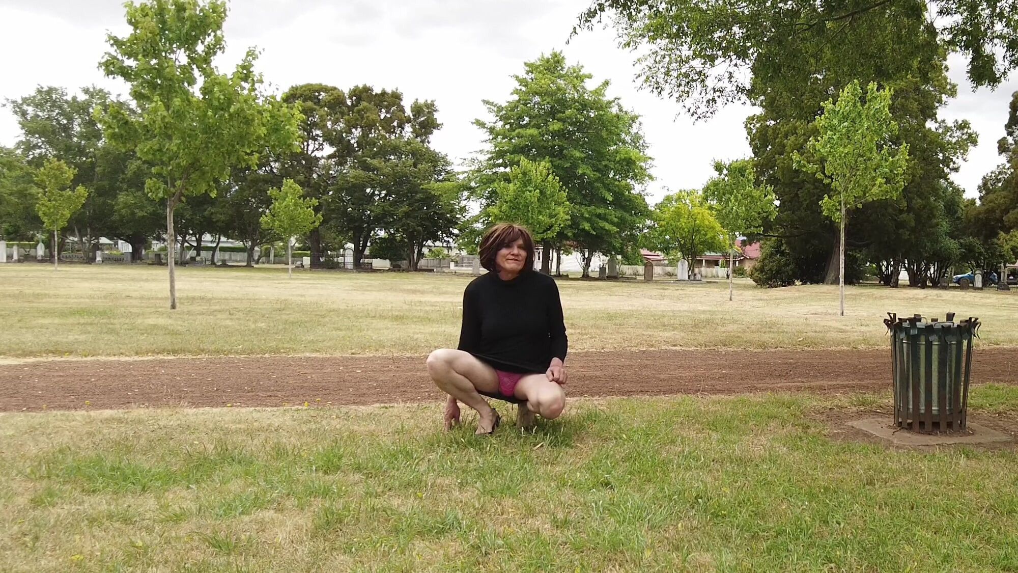 Crossdress Roadtrip - Walk in a Country Town Park
