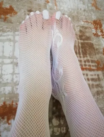 white fishnets my feet         