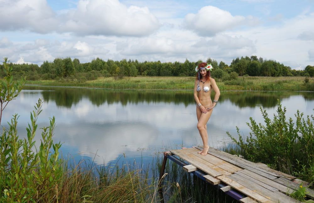 Nude on planked footway #43