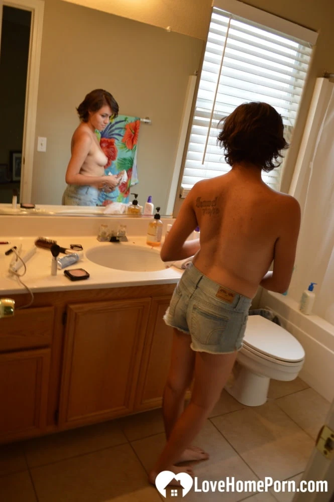 My roommate gets recorded in the bathroom #16