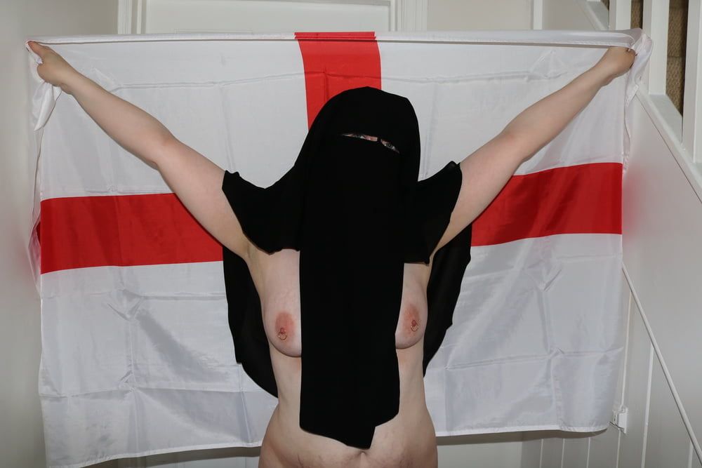 Wearing Niqab and England Flag #24
