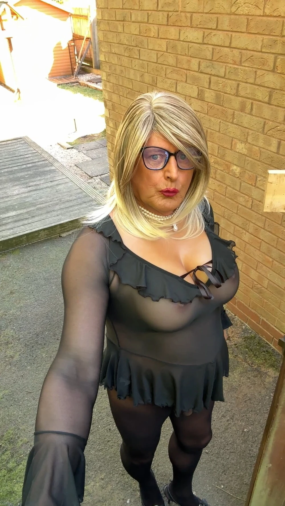 Sexy Crossdresser kellycd2022 in black sexy see thru dress #6