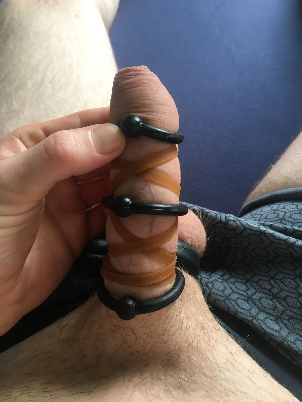 Cock And Ball Bondage With Rubber Bands And Cockrings  #25