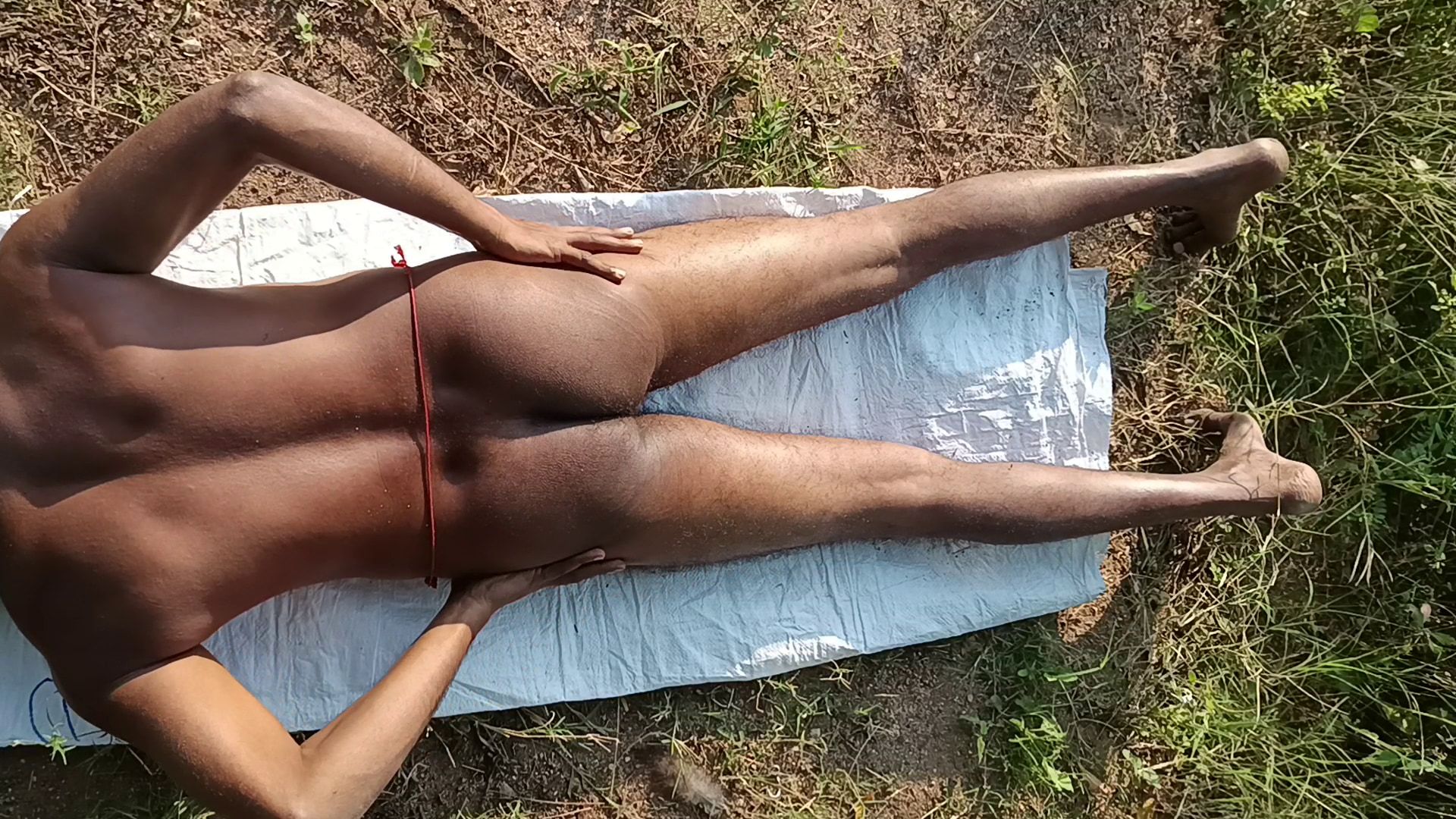 Very Sexy Indian Man Cumshot at Outdoor Field, Top View, Aer #23