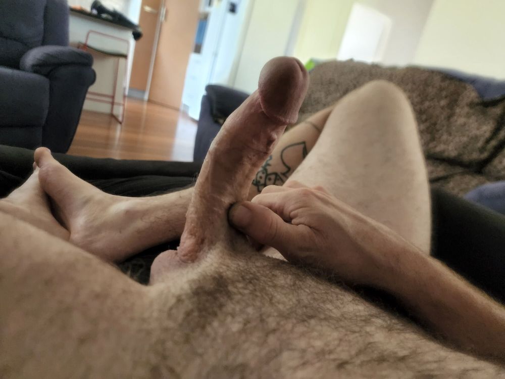 Having fun with my thick hard cock. #14