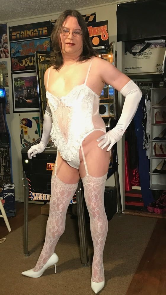 Joanie - Vintage Frederick's Lace Teddy and Stockings #8