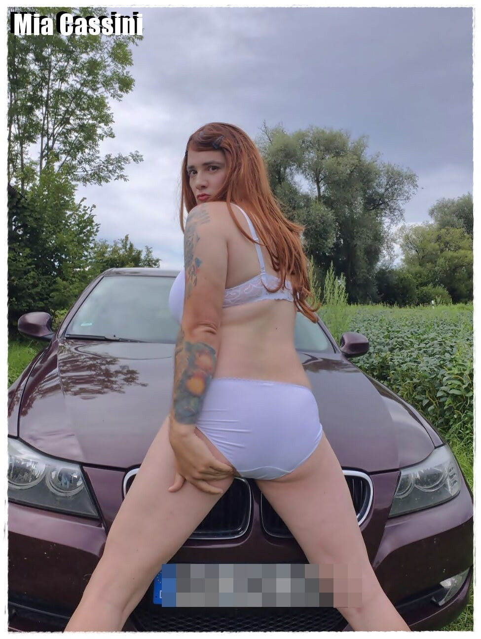 White Lingerie, posing on Car #13