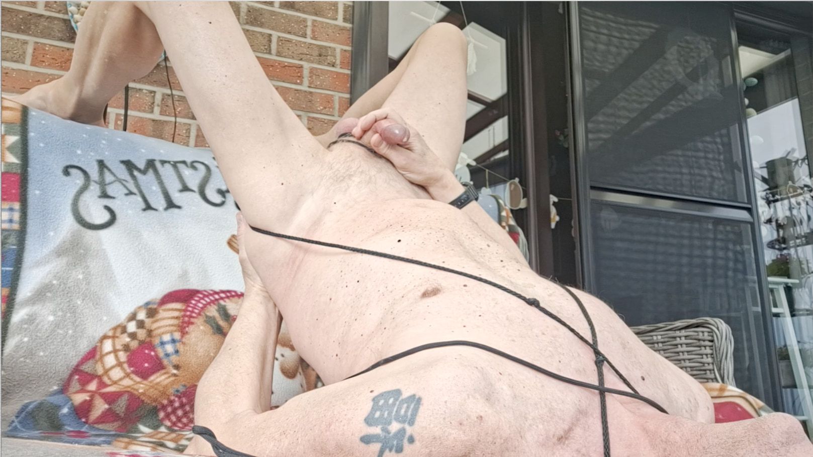 exhibitionist grandpa outdoor dildo assfuck belly cumshot #34