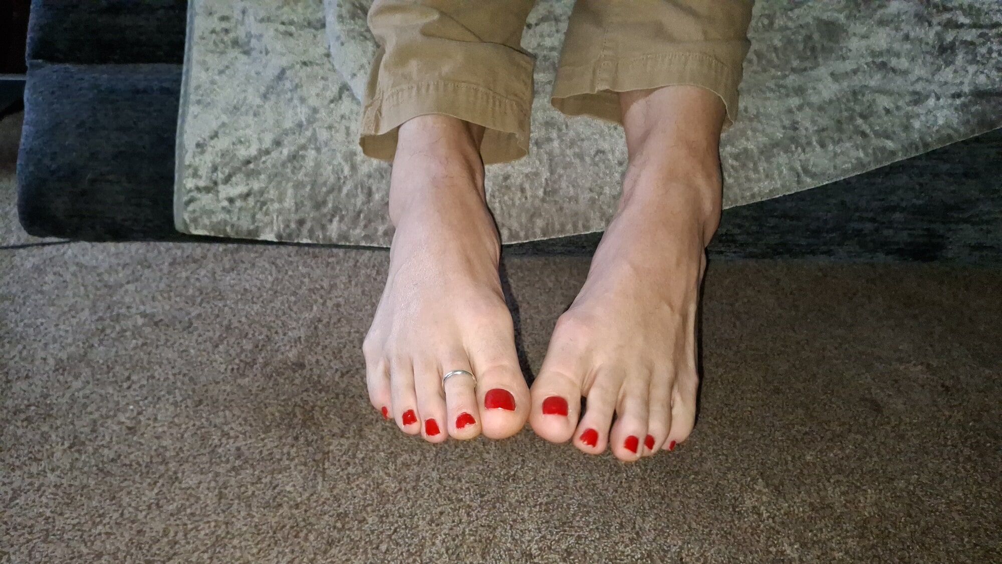 Showing off my red toes