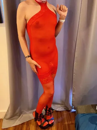 red halterneck mini dress         