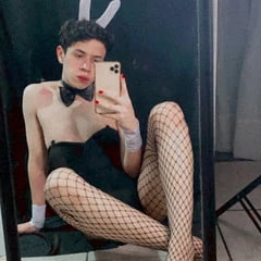 Femboy bunny in fishnets