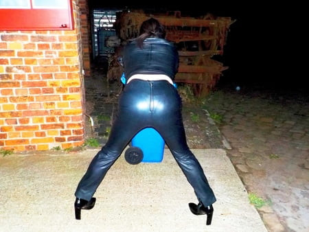 Tranny in black leather