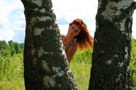 red hair and birch         