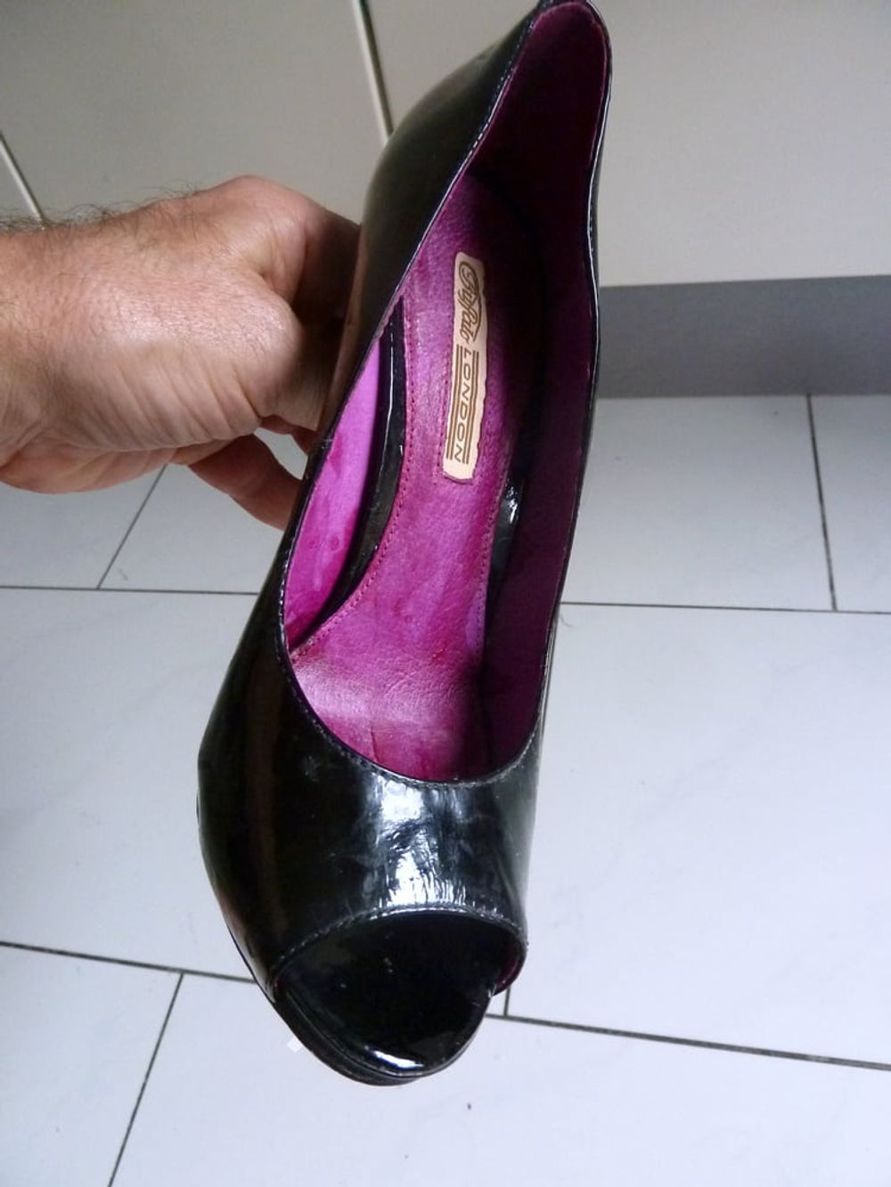 wife&#039;s purple Buffalo heels #3