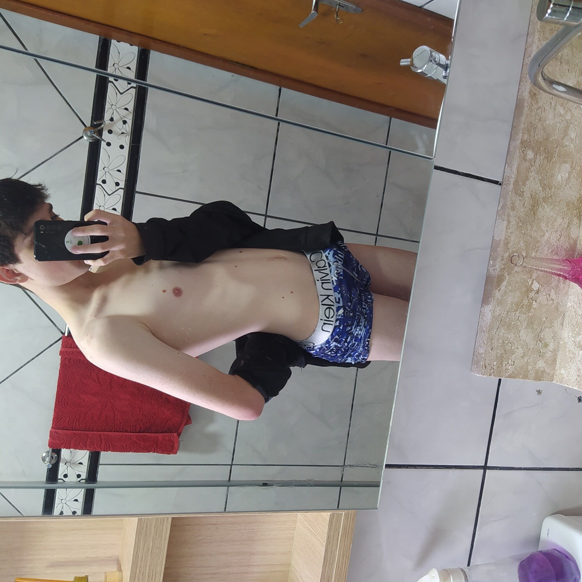 Boy showing off in the mirror #8