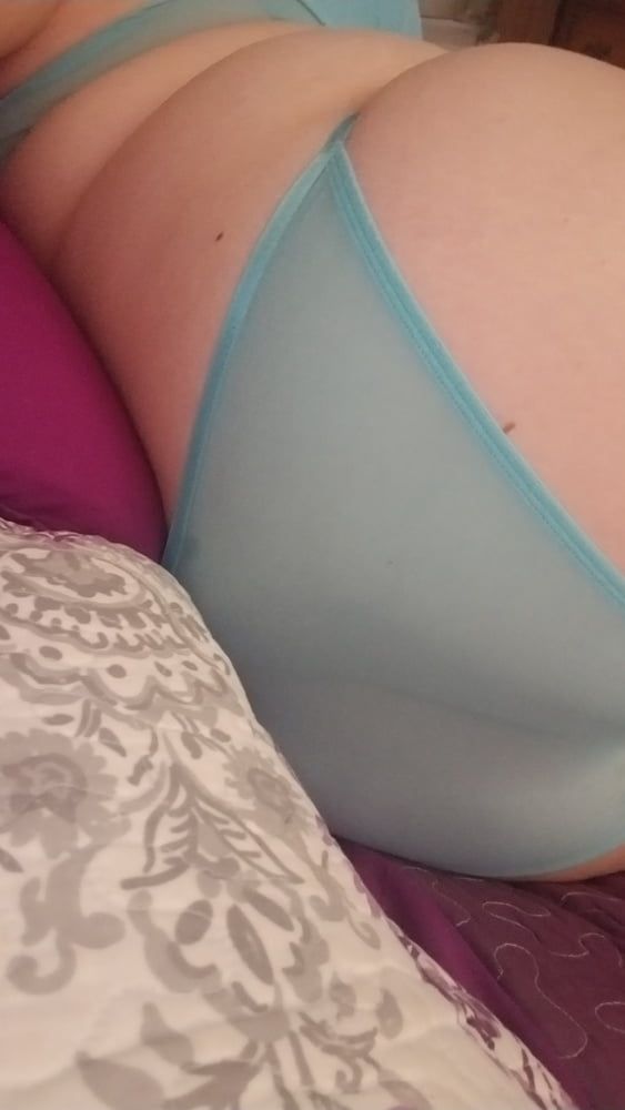 Blue lace panty tease  bored housewife milf bbw #22