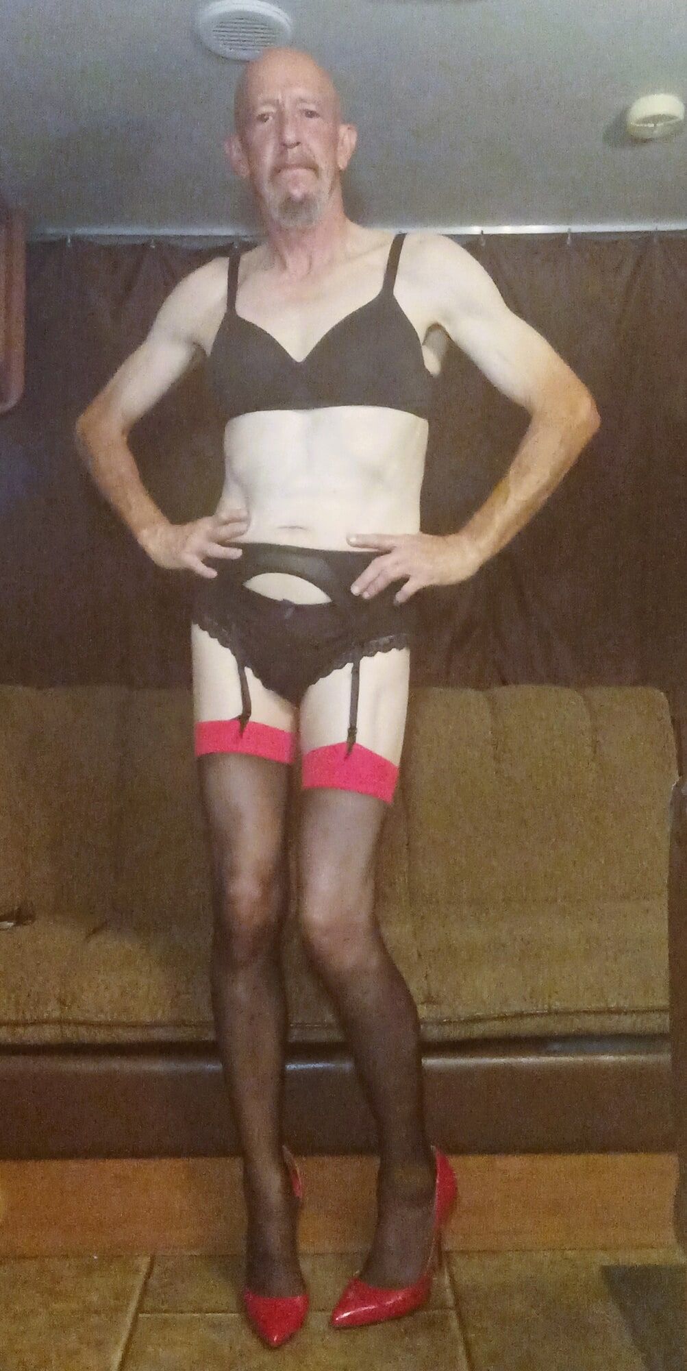 Faggot Andrew Brown Dressed in Stockings and Heels #2