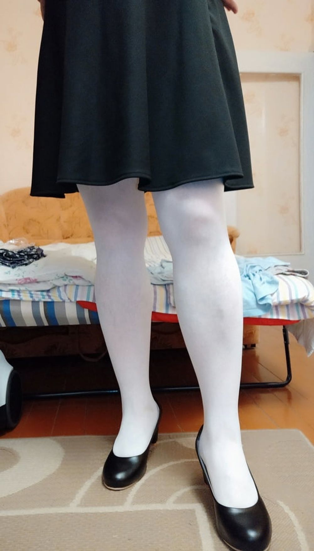 white tights &amp; black skirt #19