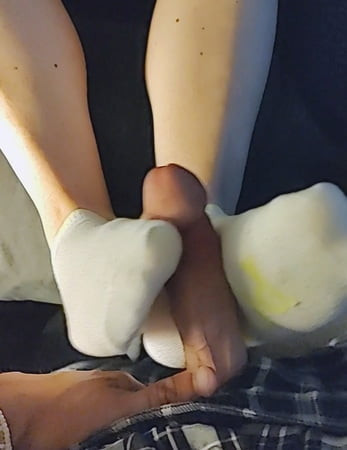 White & Yellow Sockjob Sock Footjob