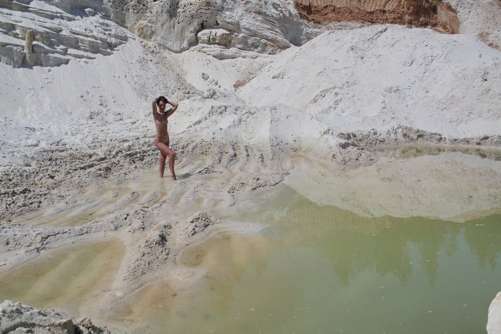 Bathing in white clay quarry #5