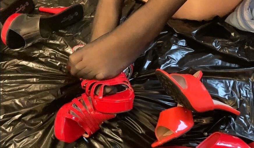 Red Mules and Nylon Feet #20