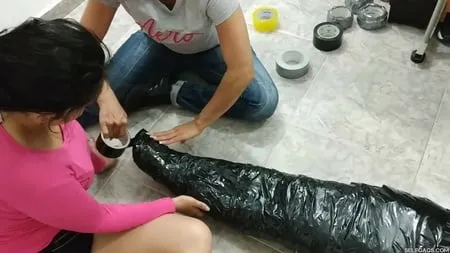 extreme triple layered duct tape mummification         