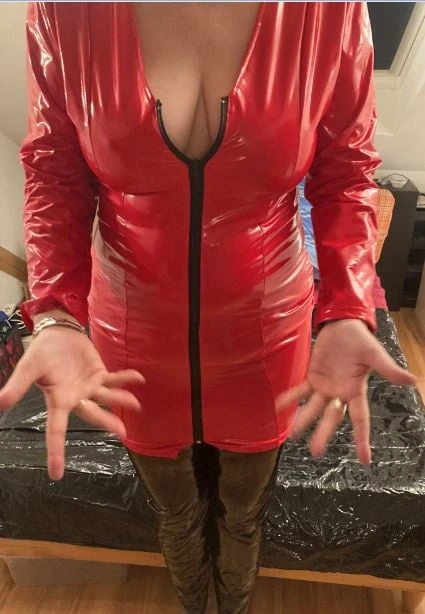 Vinyl Pants and High Heel Mules #22