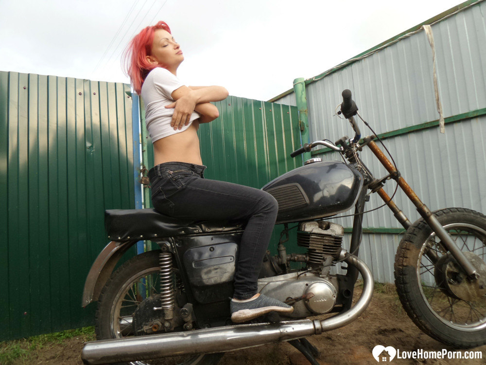 Redhead babe really likes my new bike #50