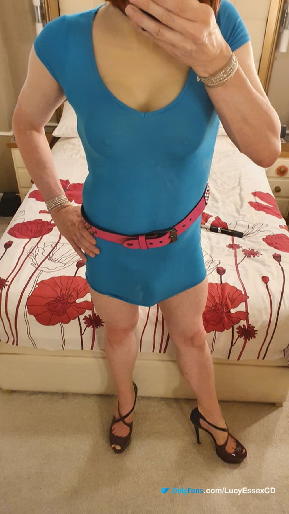 Big Cock Sissy Lucy in Blue Mini Dress #2