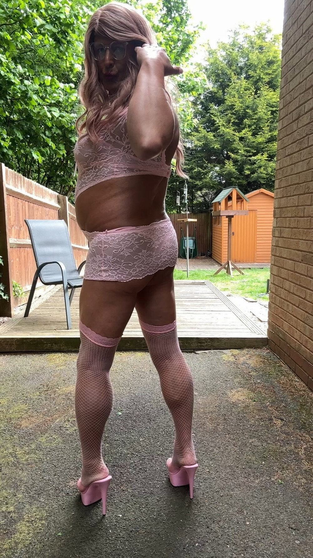 Sexy Crossdresser kellycd2022 in pink lace lingerie  #49