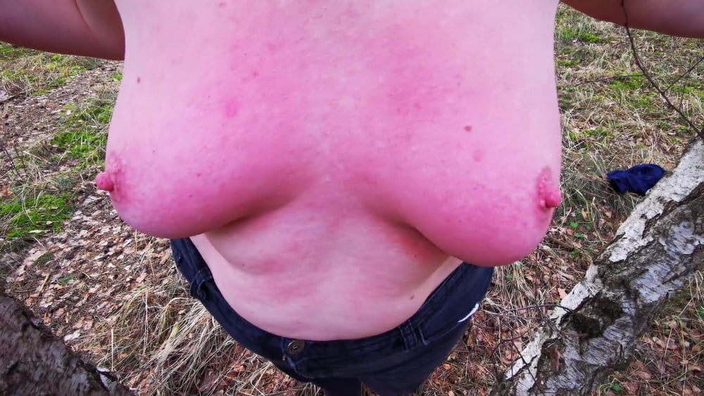 Titslapping in woods #7